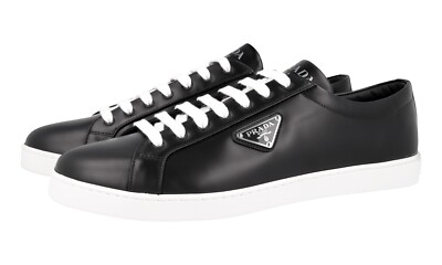 PRADA Leather Lane Downtown Sneakers - 2EE376 - Black - NEW | eBay