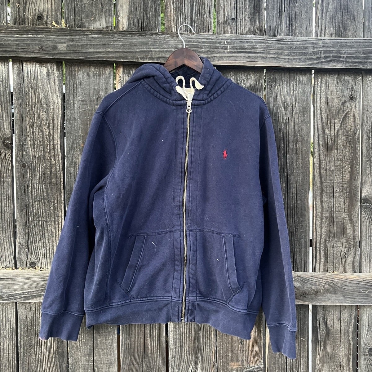 Vintage 90s Polo Ralph Lauren Navy Waffle Hood Zip Up Hoodie Vintage 90s Polo Ralph Lauren Navy Waffle Hood Zip Up Hoodie