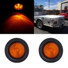 2X 2.5" ROUND 4LED TRUCK TRAILER SIDE MARKER CLEARANCE TURN TAIL LIGHT KIT AMBER