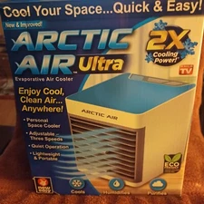 New Attic Air Ultra Portable Space Cooler 3 Speed Quiet Humidifies Purifies NEW