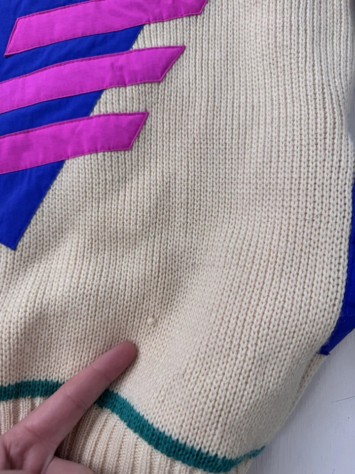 Винтажный Tyrolia на голову вязаный свитер Sz женщин XL шерсти неоновые абстрактный - Изображение 2 из 4