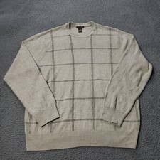 Dockers Sweater Mens XL Pullover Beige Acrylic Checkered Crewneck Casual