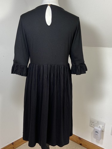 Joy Jody Shift Dress Size XS 6 Black Flared 3/4 Sleeve Stretchy Light Jersey New - Picture 7 of 11