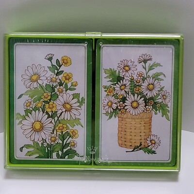 Hallmark Bridge Playing Cards Daisies Daisies Double Pack Deck Green Box NEW