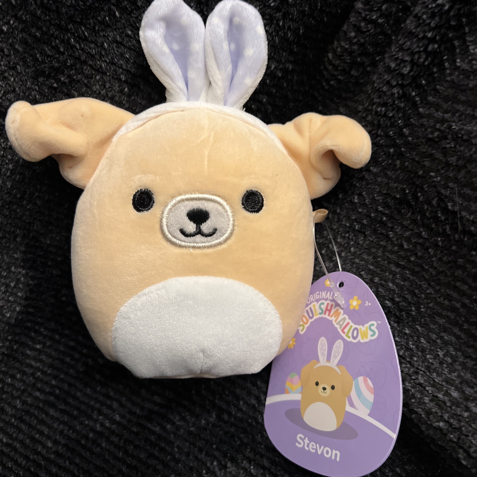 Squishmallows Rare Fuzz-a-Mallows 12-Inch Stevon The Golden Retriever Dog Puppy Plush - Add Stevon to Your Squad, Ultrasoft Stuffed Animal Large Plush Toy, Official Kellytoy Plush, Black