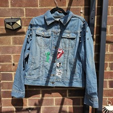 Vintage Cherokee Denim Jeans Jacket Size 18 Uk Studded 12 Patches 3 Pins...