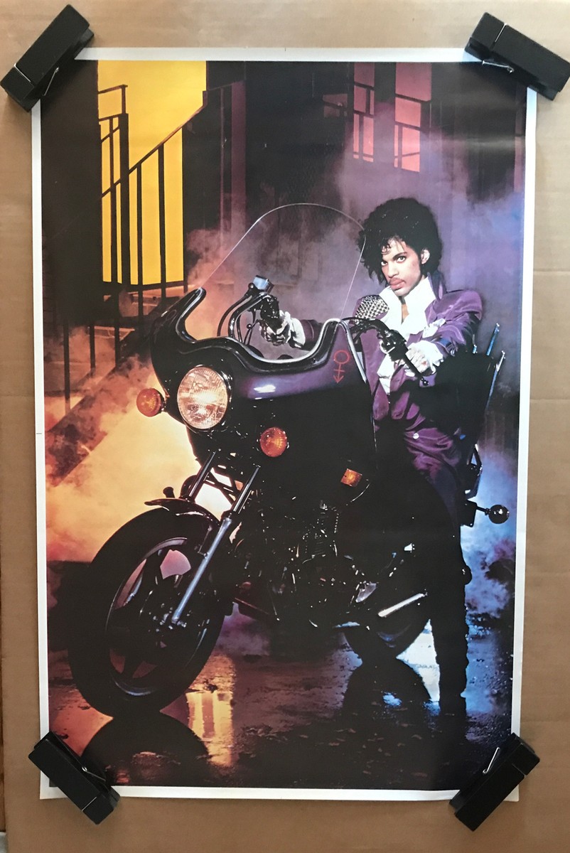 Vintage Original 1980s Prince Purple Rain Motorcycle Poster Music