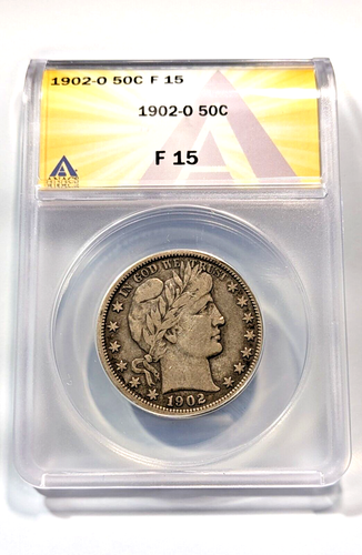 1902 O Barber Half Dollar ANACS F15 Silver 50c Graded New Orleans Mint FINE