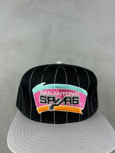 Vintage Starter San Antonio Spurs Hat Snapback Cap Black Pinstripe NBA 90s - Picture 2 of 8