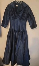 Rickie Freeman Teri Jon Cocktail Dress Size 2 Blue  Retro Fit Flare 1950s