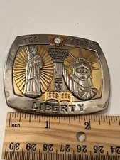 Vintage Sterling Treasury Statue Of Liberty Belt Buckle 100 Years 1886 1986