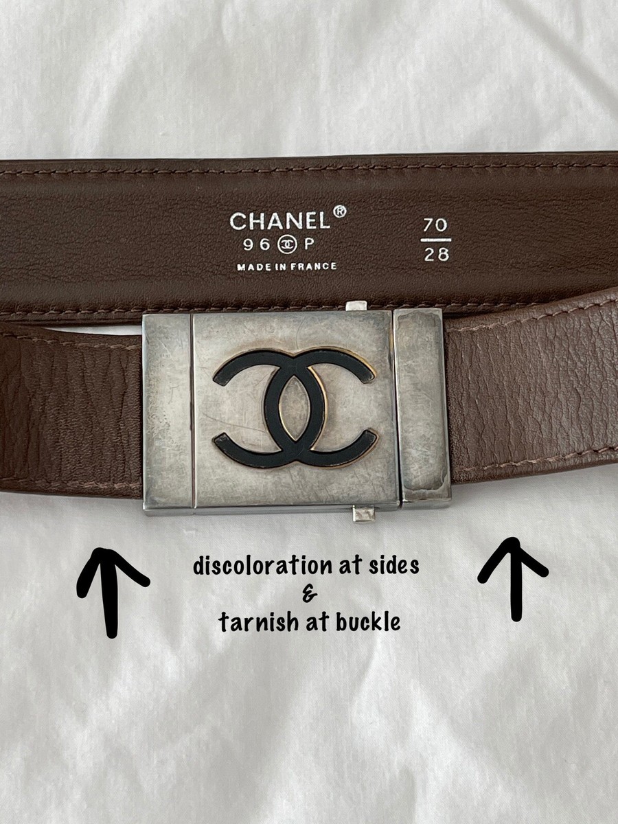 ✨Vintage Rare CHANEL 96P CC Logo Runway Collection Brown Leather Belt Vintage CHANEL Brown Leather CC Women main image 3