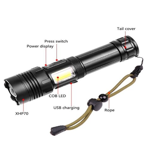1000000 Lumens Super Bright LED Tactical Flashlight Rechargeable LED Work Light - Bild 3 von 13
