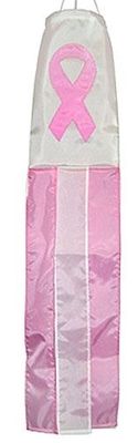 60" Breast Cancer Awareness Pink Ribbon Embroidered Nylon Wind Sock ...
