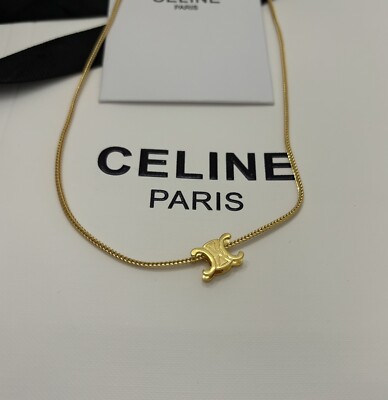 CELINE Gold Tone Adjustable Clean Fit Necklace Chocker With