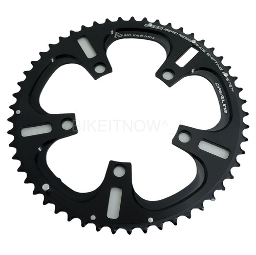 Plato DRIVELINE 53T, BCD 110 mm, negro, para juego de bielas de 2x10 velocidades CX/bicicleta de carretera - Imagen 4 de 8