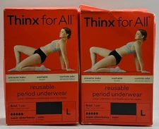 2PK Thinx For All Reusable Period Underwear ~ LARGE ~ BLACK ~ READ ~ FAST SHIP