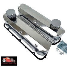 Small Block Ford Polished Fabricated Aluminum Valve Covers 289 302 351w Breather