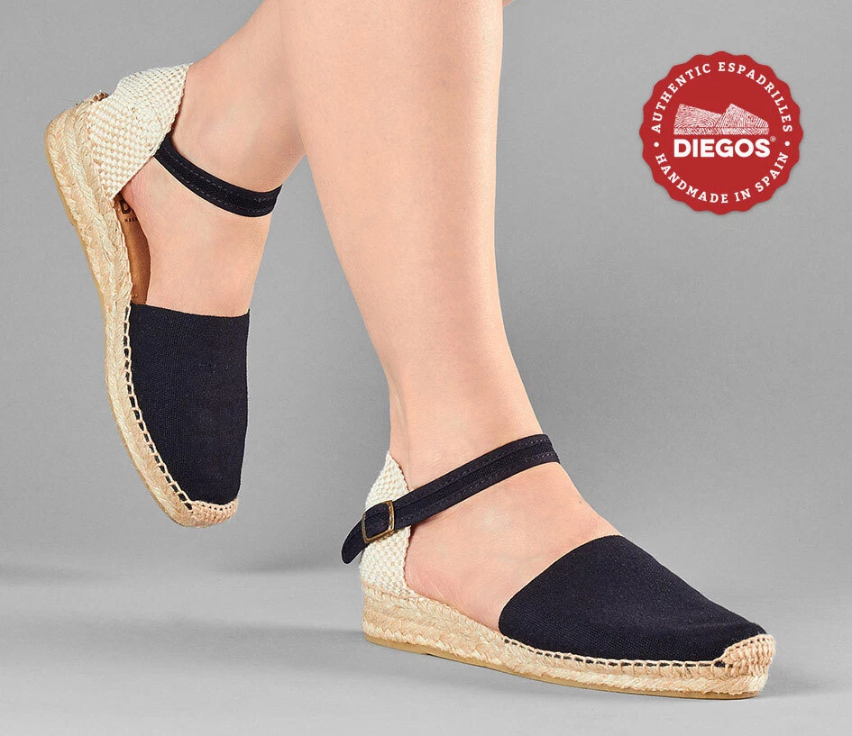 Diegos Traditional Spanish black Ankle strap Espadrilles for
