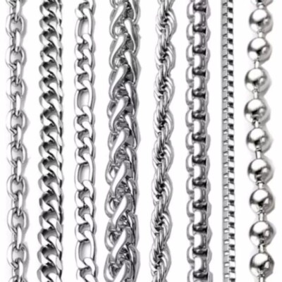 2-9mm Men Womens 316L Stainless Steel Silver Twist Curb Link Chain Necklace