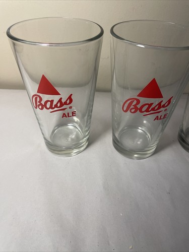 (4) BASS ALE 16 OZ ROSSO BASE ROTONDA BICCHIERI BIRRA BICCHIERI - Foto 4 di 4