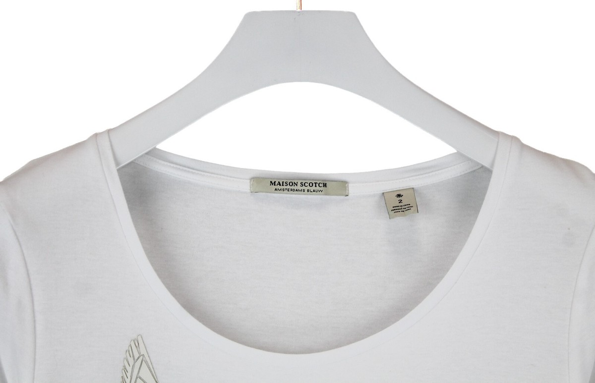 MAISON SCOTCH T-Shirt Women's MEDIUM Printed Short Sleeve