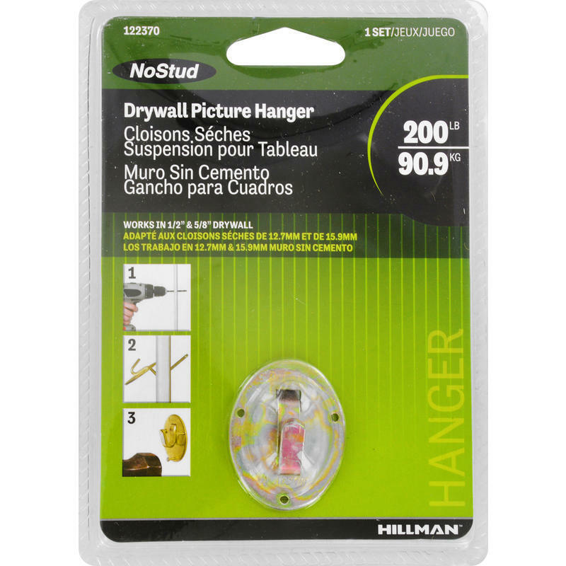 Hillman NoStud Metallic Drywall Picture Hanger 200 lb 1 pk Hillman NoStud Metallic Drywall Picture Hanger 200 lb 1 pk