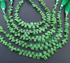 Natural Gems Green Tsavorite Garnet Pear Faceted Beads 5-10mm 8"Strand GV-3360