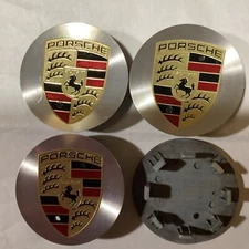 PORSCHE Macan CenterCaps Concave/Chrome/Color Crest Factory Spec Issue Set of 4.