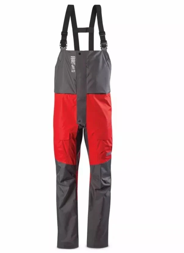 Rapala RR1B-L Rain Bib Grey / Red Fishing Rain Pants / Suspenders - LARGE