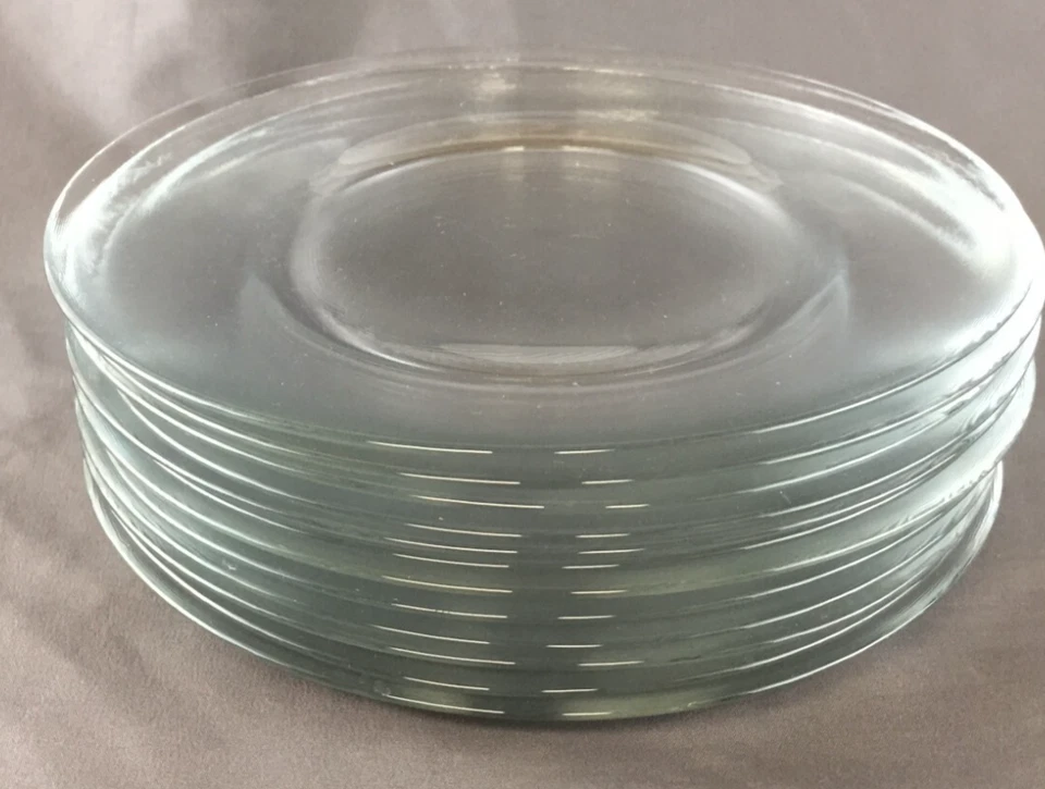 Vintage Set of 12 Libbey Crisa Moderno Clear Glass 7 1/2" Luncheon Salad Plates - Image 3 of 3