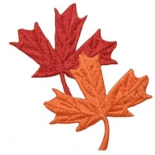 Autumn Leaves Applique Patch - Orange Leaf Fall Badge 2.25" (Iron on)