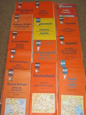 Michelin Regional Maps - Britain, Belgium, Germany, Italy, Austria - 1990s, vgc