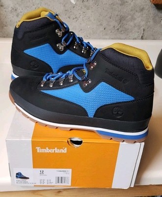 Timberland Euro Hiker Black Blue Nubuck Men's Boots US 12 TB0A29VB001 Medium