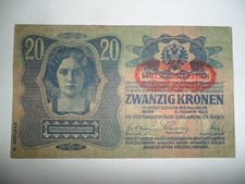 BANKNOTE 20 AUSTRO-HUNGARIAN KORONS 1913 SPL GERMAN OCCUPATION