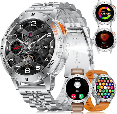 ESFOE Smartwatch Herren - 1,43   AMOLED Display/Taschenlampe/530Mah Akku Fitness
