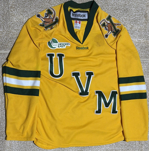 UVM University of Vermont Catamounts Hockey East Reebok Yellow Jersey Small / S
