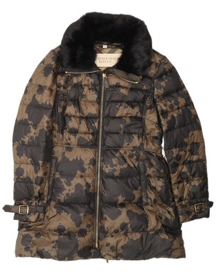 Burberry Womens Patterned Padded Coat UK 18 XL Brown Camouflage Designer AF17