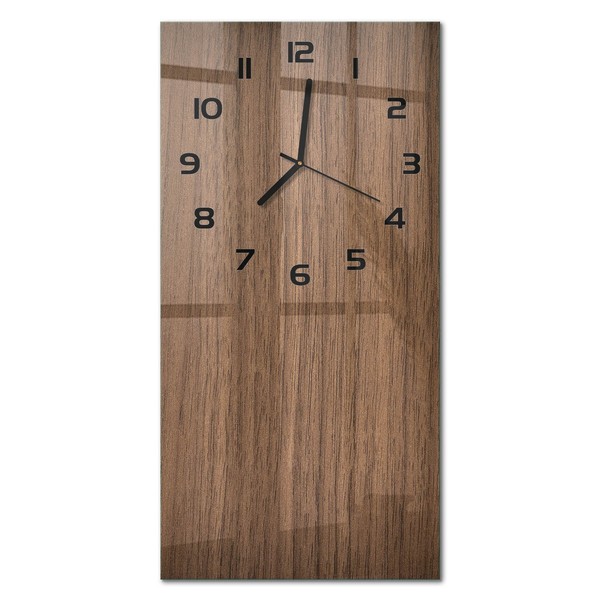 Glasuhr Im Hochformat FüR Schlafzimmer Holz-Hintergrund Schwarze Zeiger 30X60 Cm-image