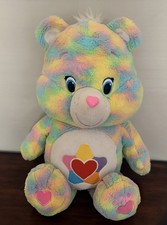 Care Bears True Heart Tie Dye Bright Rainbow Pastel 20" Stuffed Animal Plush