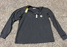 NEW Carhartt Mens Relaxed Fit Henley Pocket Thermal Shirt Carbon Heather - Small