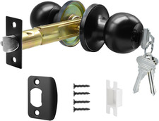 5" Backset Latch Keyed Entry Door Knob with Lock and Key, Standard Square Interf