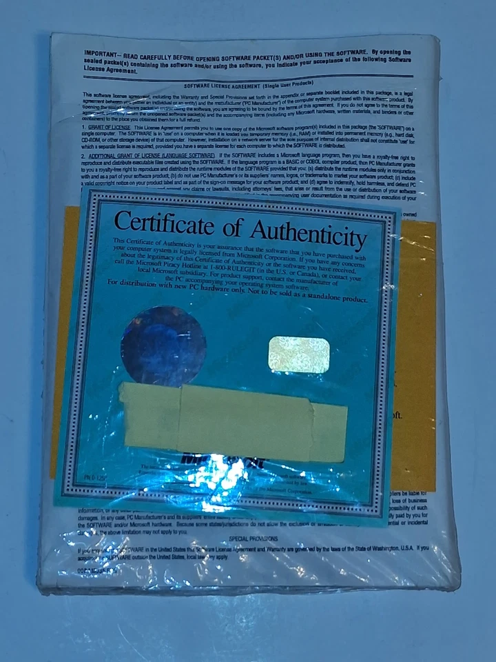 Microsoft MS-DOS 6.22 Full Version on 3.5 Disks With COA & User's Guide New - Image 2 of 4