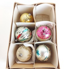 5 Vintage Glass Handpainted Christmas Ornaments - Medium & Large size 2.7 