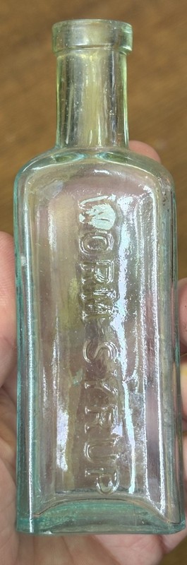 Antique Prof Low’s Medicated Worm Syrup  Bottle Philadelphia PA  5”
