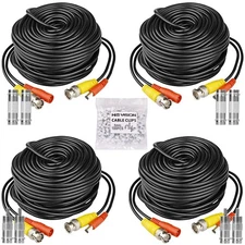 4 x 100FT Video Power Cable BNC DC Security Camera Extension Cord for CCTV