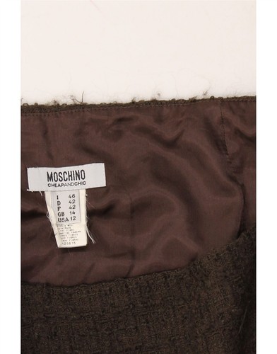 MOSCHINO Womens Straight Skirt UK 14 Large W32 Brown Virgin Wool DC39 - Picture 3 of 3