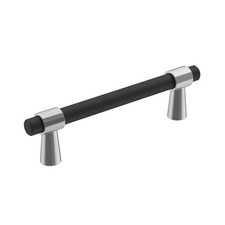 Cabinet Pull Polished Chrome Matte Black 3-3/4 Inch 96mm Center 1 Pack Handle