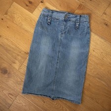 Y2K Vintage Route 66 Stretch Fit Midi Denim Skirt Size 10