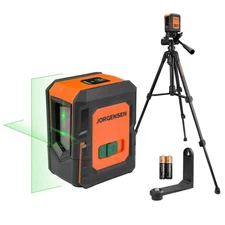 JORGENSEN Laser Level w/Tripod 100FT Dual Modules Self Leveling Cross Line Laser